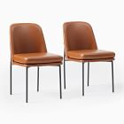 Open Box: Jack Metal Frame Dining Chair Set of 2, Vegan Leather, Saddle, Dark Bronze