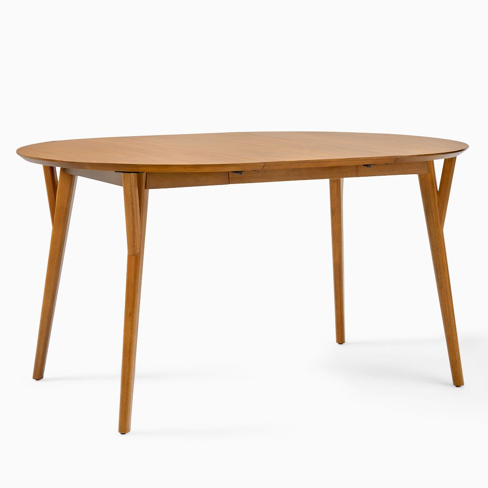 Mid-Century Rounded Extendable Dining Table (60"–80")