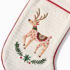 Scandi Embroidered Reindeer Stocking