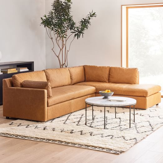 Marin Leather 2-Piece Bumper Chaise Sectional (114")