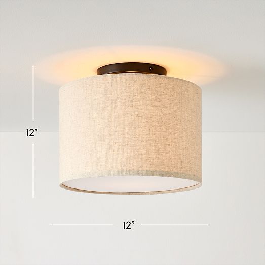 Fabric Shade Flush Mount Lighting - Drum | West Elm