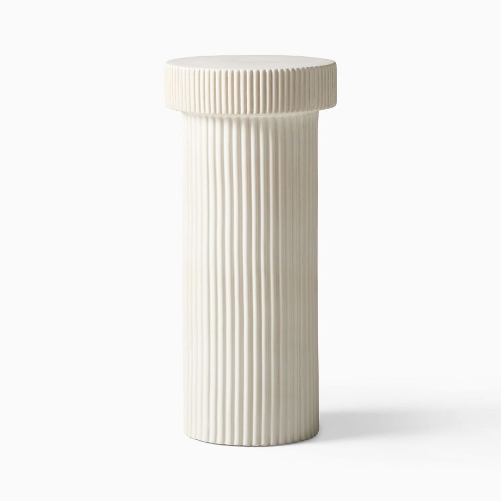 Fluted Drink Table (10") - White