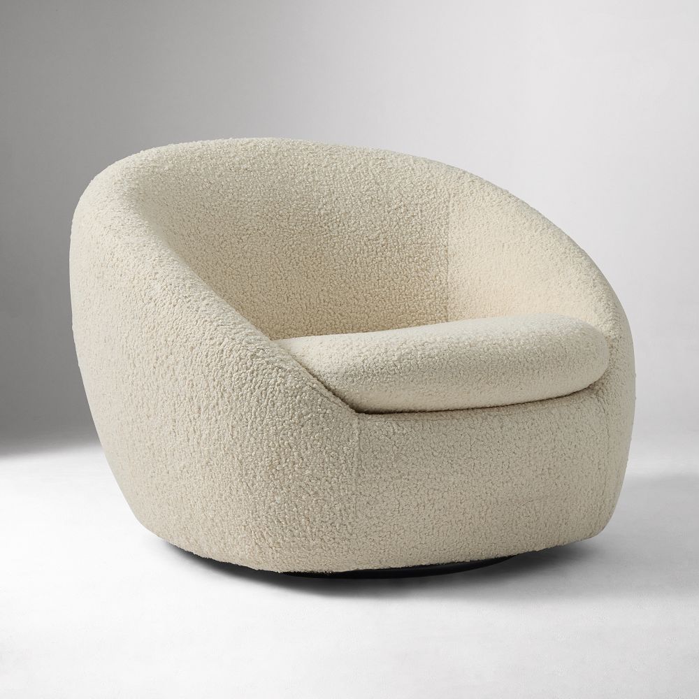 Cozy Swivel Chair- Ivory, Shearling