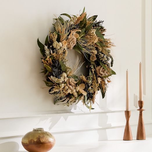 Dried Magnolia Wheat Wreath
