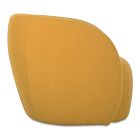 Orange-yellow cushioned lounge chair close-up showing smooth fabric.