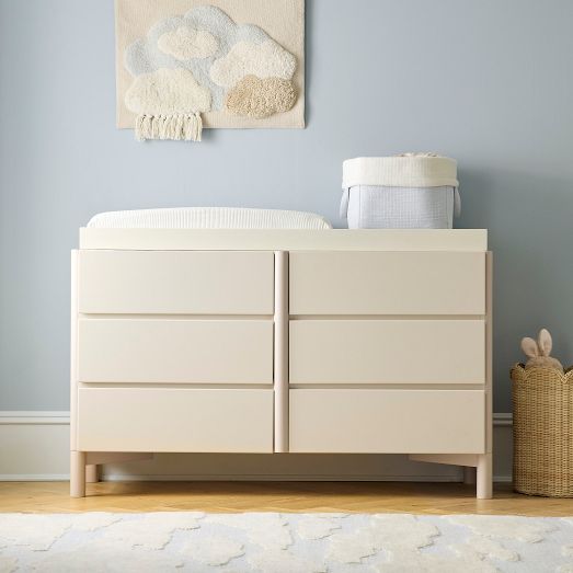 two tone dress Anton Mid-Century Solid Wood with Walnut Finish 6-Drawer Dresser