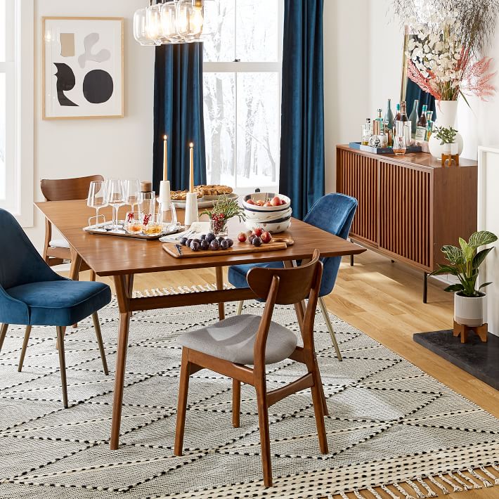 Extra Deep Mid-Century Extendable Dining Table (72