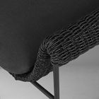 Close-up of chair stitching and cushion attachment on armrest