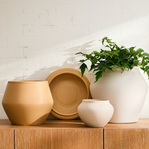 Ilya Turned Wood Planters | West Elm