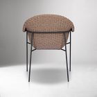 Beige woven wicker chair with metal legs, front view