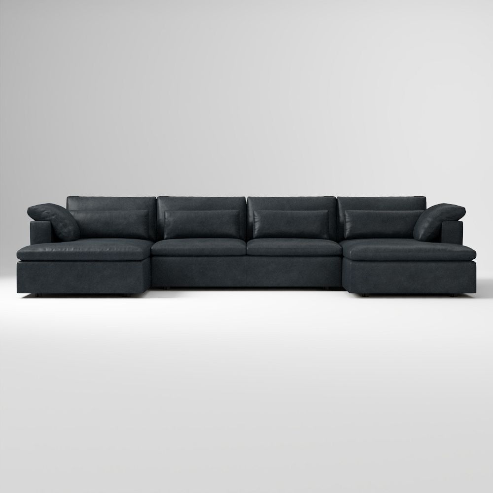 Harmony Modular Leather 3-Piece U-Shaped Chaise Sectional (158")