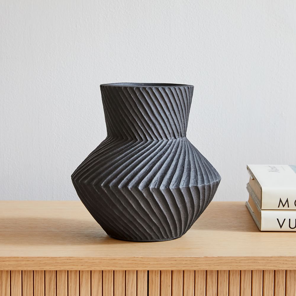 Asher Ceramic Vases - Black, 8.5 Inches