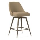 OPEN BOX: Mid-Century Swivel Counter Stool, Deco Weave, Camel, Dark Bronze