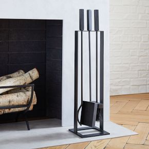 JVL Lambeth Contemporary Fireside Companion Arch Tool Set, Steel, Black