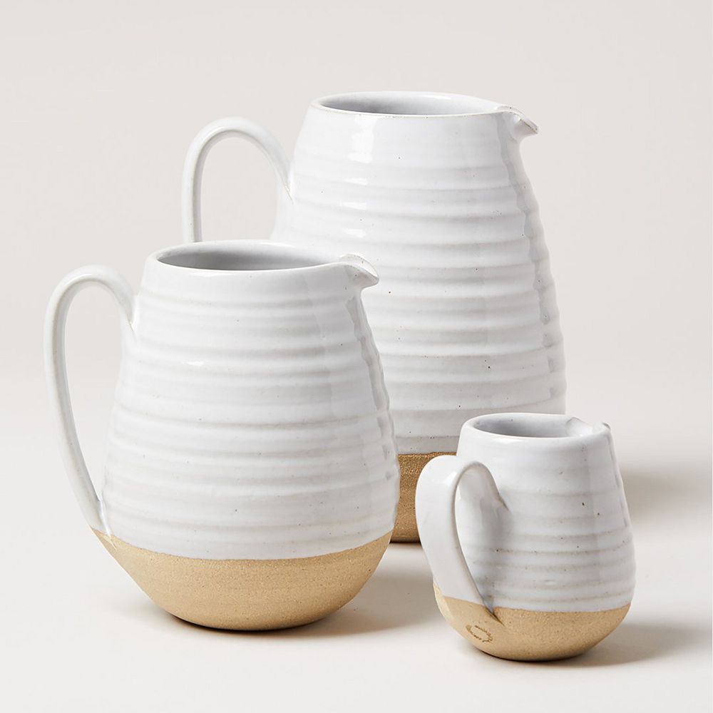 Farmhouse Pottery Farmer's Pitcher - Small, White/Beige