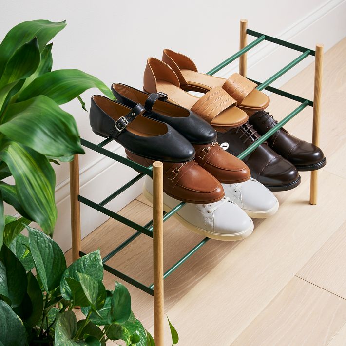 Seville Classics Expandable 4-Tier Shoe Rack, Black Steel, 24.5-45-in W