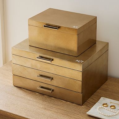 west elm 木製 ウッド ゴールド アクセサリージュエリーケース Wood Jewelry Storage | West Elm
