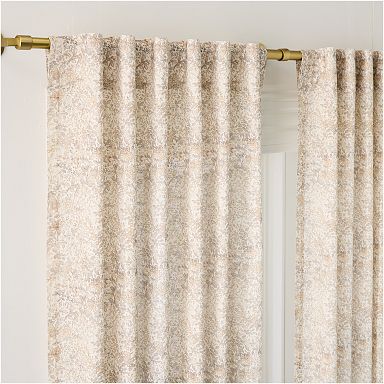 west elm フロッキング加工 総柄 リネン カーテン 5枚セット Patterned Patterned Curtains | West Elm