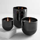 Two-Toned Black Glass Candles - Cedarwood Moss