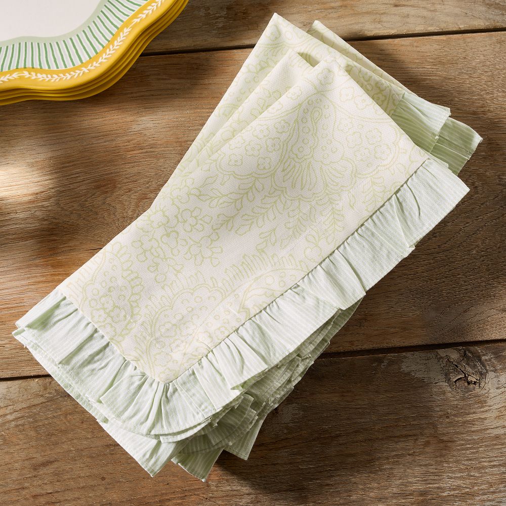 Garden Cotton Napkins - Fog Green, Set of 8