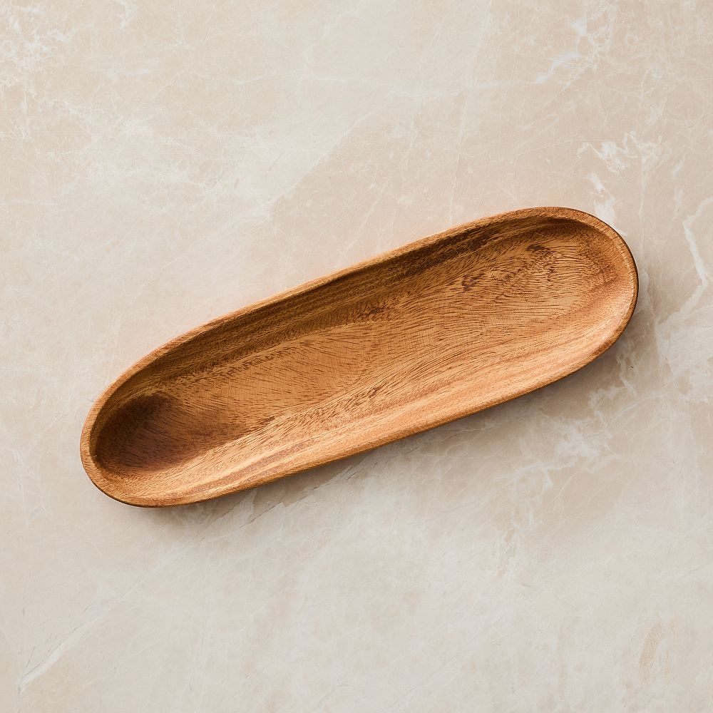 Organic Shaped Wood Serving Platters - Acacia Wood, Each