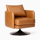 Open Box: Auburn Leather Swivel Chair - Saddle Leather Nut, Dark Bronze