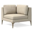 Open Box: Andes Petite Corner, Poly, Performance Chenille Tweed, Dove, Blackened Brass