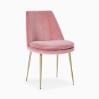 Finley Low Back Dining Chair, Astor Velvet, Pink Grapefruit, Champagne Bronze
