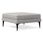 Open Box: Andes Petite Ottoman, Poly, Performance Coastal Linen, Storm Gray, Dark Pewter