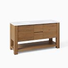 Open Box: Graham Double 60" Bath Vanity, Toasted Oak, White Quartz Top