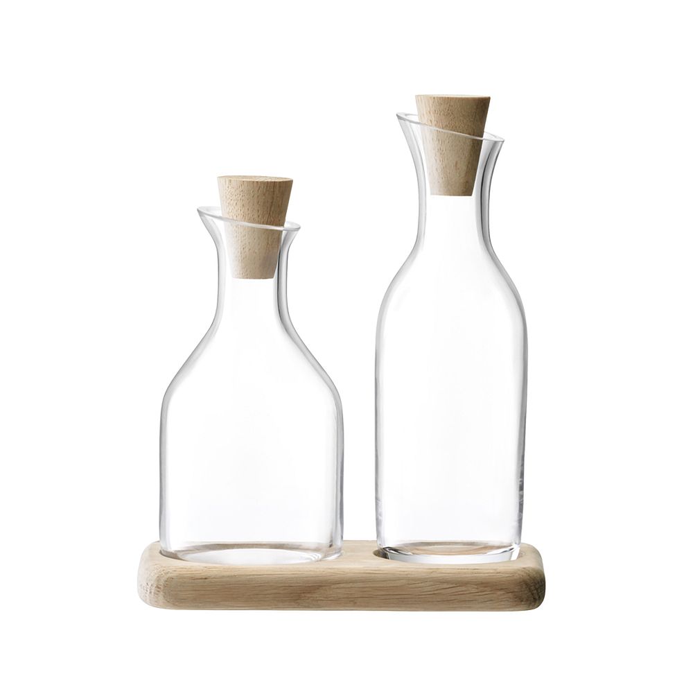 Serve Oil & Vinegar Set w/ Oak Base