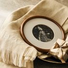 Wood Tabletop Frame w/ Metal Bowl &amp; Brushed Woven Throw Gift Set