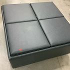 Open Box: Bowman Leather Quad Storage Ottoman - Ludlow Leather Navy, Cool Walnut