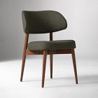 Open Box: Hyde Dining Chair - Performance Yarn Dyed Linen Weave Dark Moss, Dark Walnut