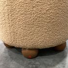 Open Box: Thalia Ottoman (20") - Cozy Shearling Desert Beige, Cool Walnut