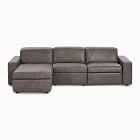 Enzo Leather 3-Piece Reclining Chaise Sectional w/ Storage (108&quot;)