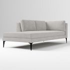 Open Box: Andes Left-Arm Bumper Chaise - Performance Coastal Linen Storm Gray, Dark Pewter