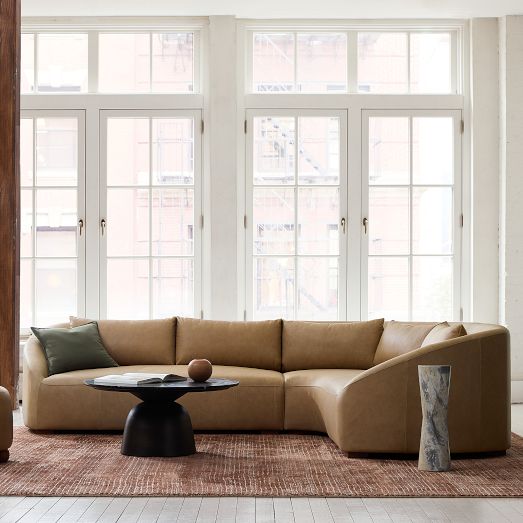 Aviana Leather 2-Piece Wedge Sectional | West Elm