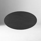 Oval dark round table top viewed from above
