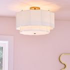Fluted Linen Flush Mount Pendant (17")