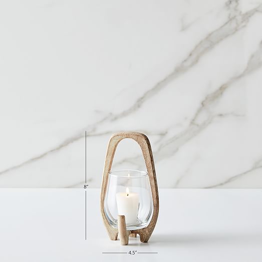 Mid-Century Whitewashed Wood Lanterns | West Elm