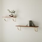 Linear Burnt Wax Wood Wall Shelves with Arch Brackets
