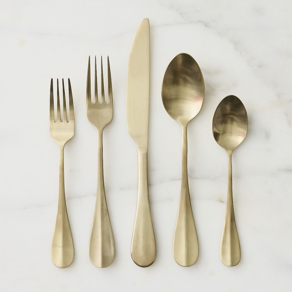 Cove Flatware Sets - 5-Piece, Champagne Satin
