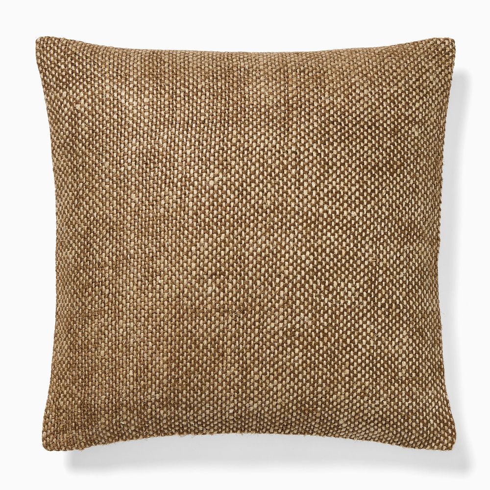 Two Tone Chunky Linen Pillow Cover - 20x20, Cognac + Down Alt Insert