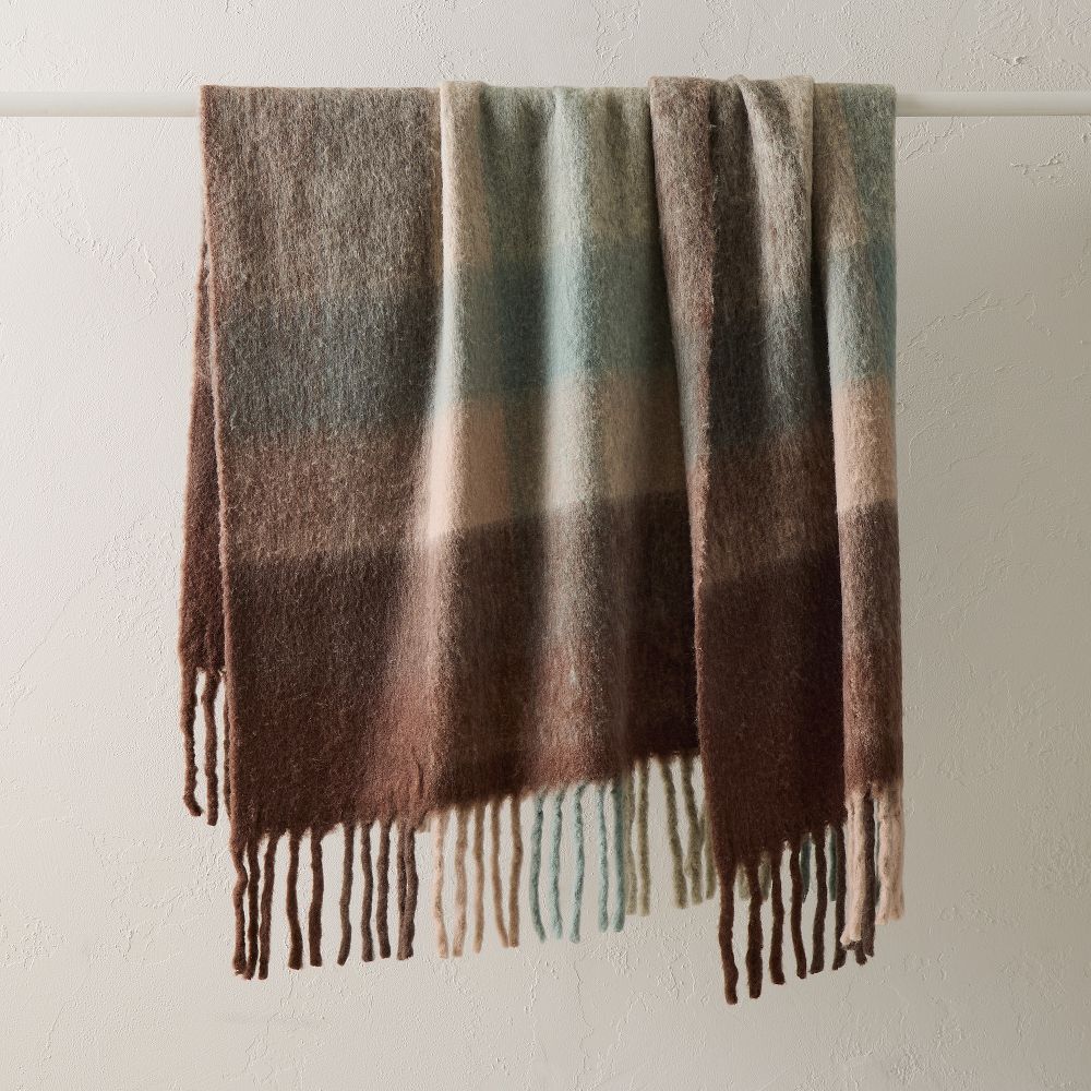 Faux Mohair Framed Ombre Throw - 50x60, Bordeaux