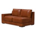 Chip & Dent: Dalton LA 68" Sofa, Down, Saddle Leather, Nut, Black