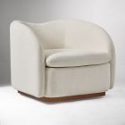 Open Box: Kaufman Swivel Chair Poly Luxe Chenille Alabaster Cool Walnut