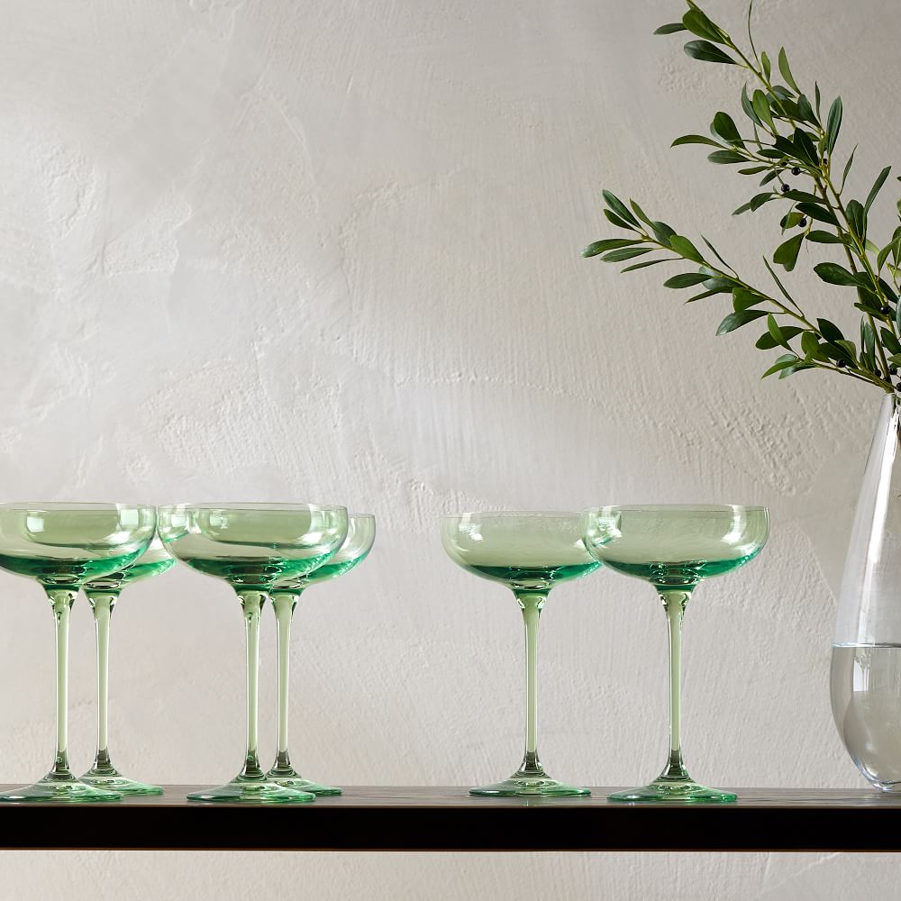 Estelle Colored Glass Champagne Coupe (Set of 6) - Mint Green, Set of 6