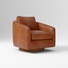 Open Box: Imogene Leather Swivel Chair - Saddle Leather Nut, Dark Walnut