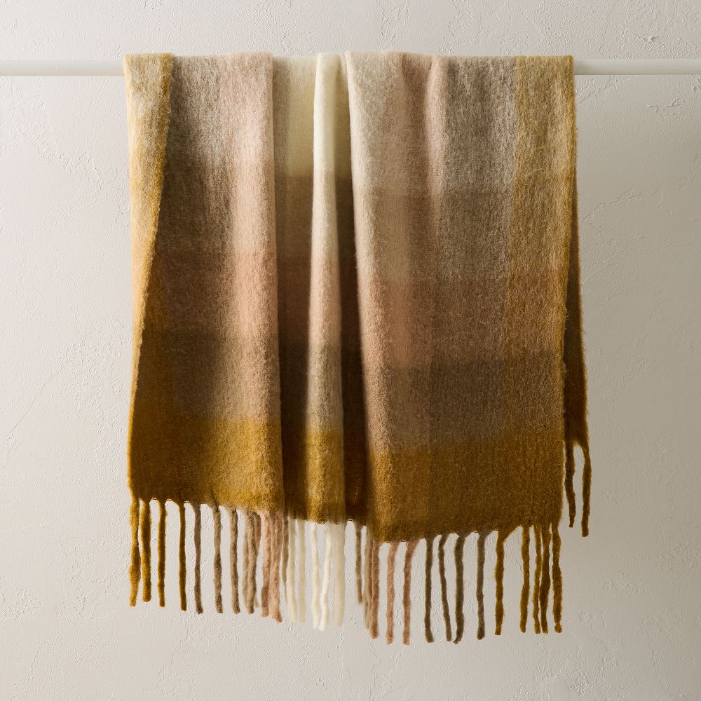 Faux Mohair Framed Ombre Throw - 50x60, Honey